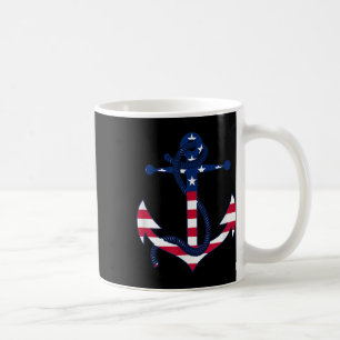 American Flag Patriotic Anchor - Memorial Day 4th Coffee Mug