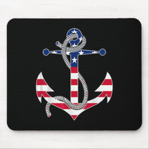 American Flag Patriotic Anchor Memorial Day 4th Of Mouse Pad