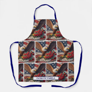 American Flag Patriotic Bald Eagle Apron