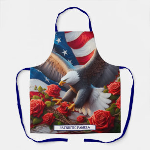 American Flag Patriotic Bald Eagle Apron