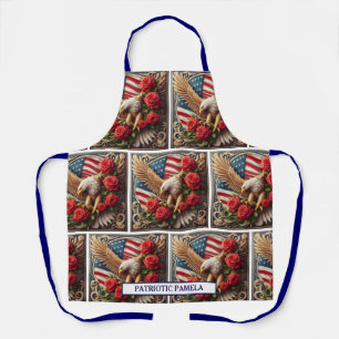 American Flag Patriotic Bald Eagle Apron