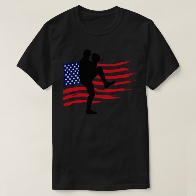 American Flag Patriotic Baseball 3 T-Shirt (Design Front)
