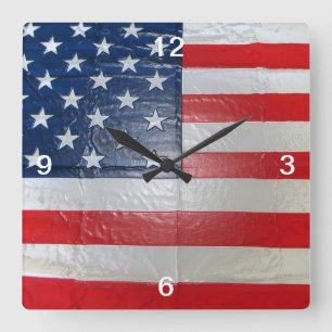 American Flag Patriotic Beauty Customisable Square Wall Clock