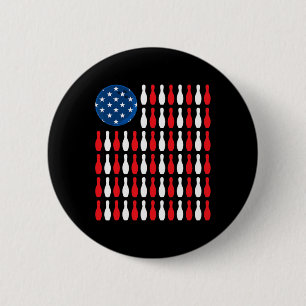 American Flag - Patriotic Bowler And Bowling 6 Cm Round Badge