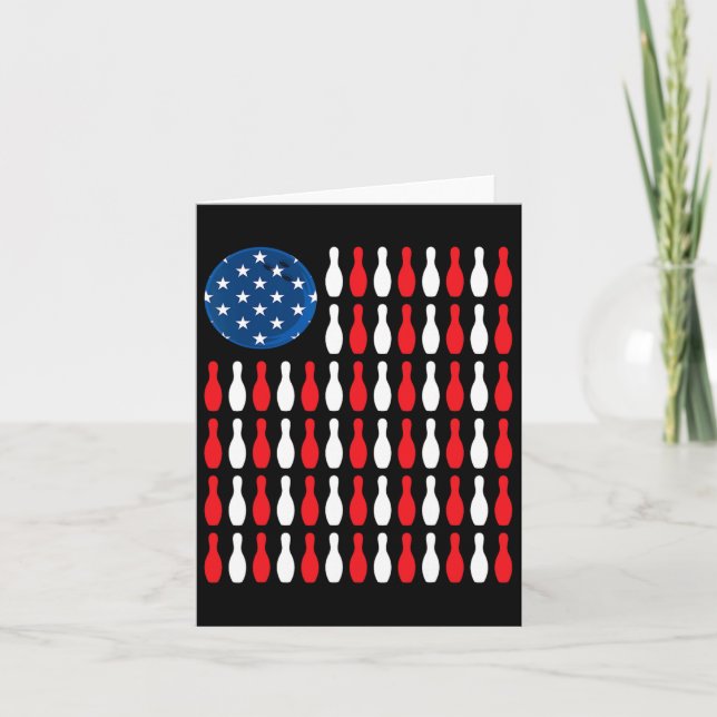 American Flag - Patriotic Bowler And Bowling  Card (Front)