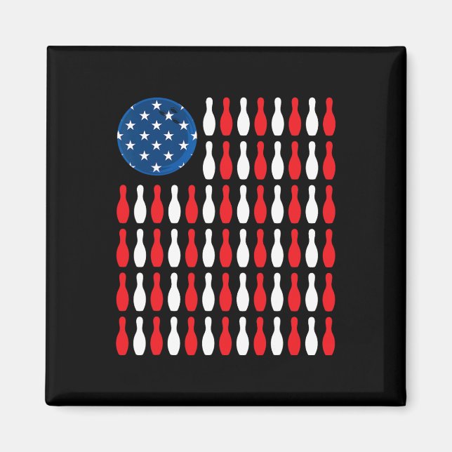 American Flag - Patriotic Bowler And Bowling  Magnet (Front)