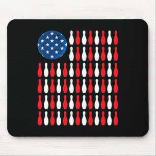American Flag - Patriotic Bowler And Bowling  Mouse Pad