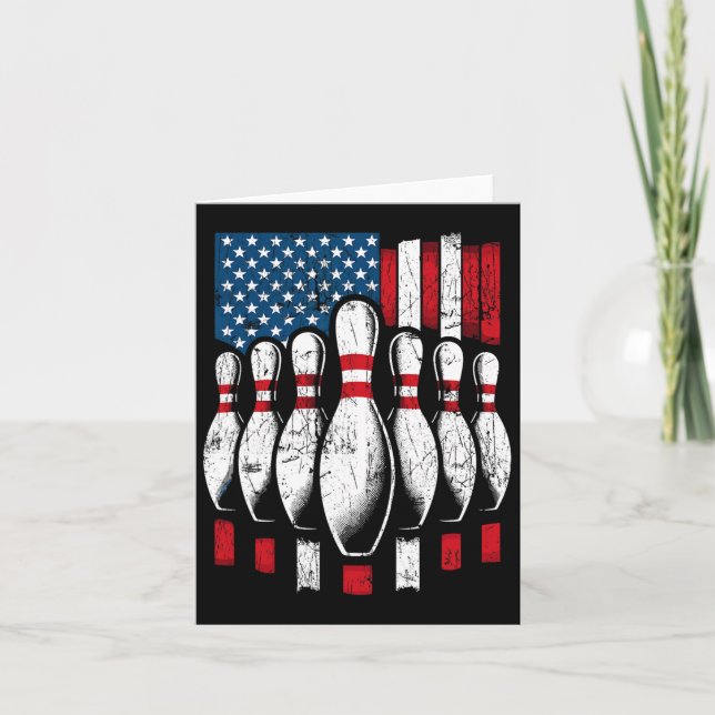 American Flag Patriotic Bowling  Card (Front)