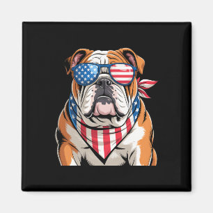 American Flag Patriotic Bulldog 4th Of July 2025 U Magnet