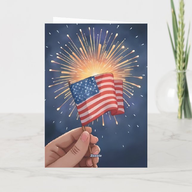 American Flag Patriotic Card (Back)