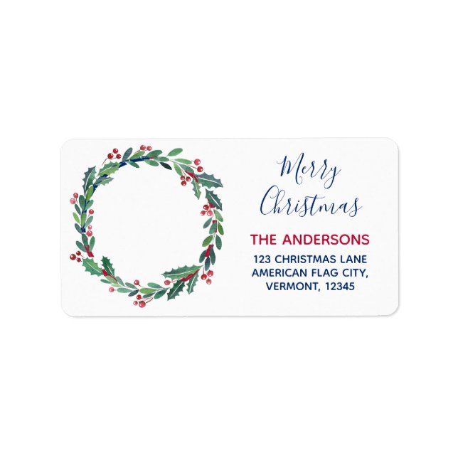 American Flag Patriotic Christmas Return Address Label (Front)