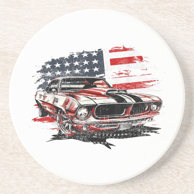 American Flag Patriotic  Coaster (Front)