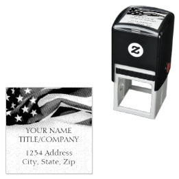American Flag Patriotic Company Name Self-inking Stamp