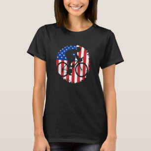 American Flag Patriotic Cycologist Biking Cycling T-Shirt
