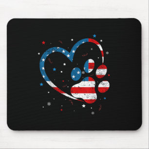 American Flag Patriotic Dog & Cat Paw Print - Mouse Pad