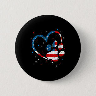 American Flag Patriotic Dog And Cat Paw Print - 4t 6 Cm Round Badge