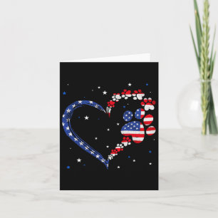 American Flag Patriotic Dog Cat Paw Print 4th Of J Card