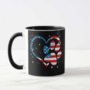 American Flag Patriotic Dog Cat Paw Print 4th Of Mug