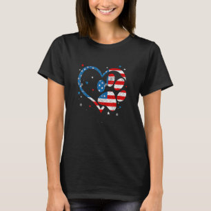 American Flag Patriotic Dog Cat Paw Print T-Shirt