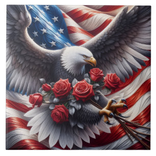 American Flag Patriotic Eagle Ceramic Tile