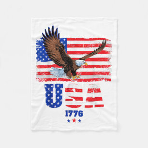 American Flag Patriotic Eagle Independence Day 4th Fleece Blanket