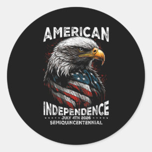 American Flag Patriotic Eagle Usa 250th Years 4th Classic Round Sticker
