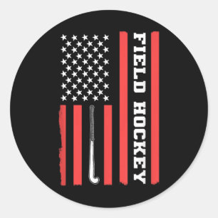 American Flag Patriotic Field Hockey Usa For Women Classic Round Sticker