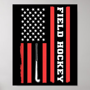 American Flag Patriotic Field Hockey Usa For Women Poster