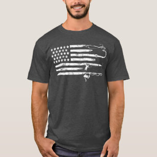 American Flag Patriotic Fishing Fourth Of July 85  T-Shirt