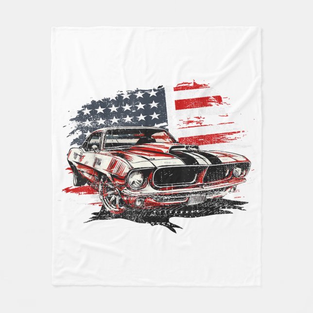 American Flag Patriotic  Fleece Blanket (Front)