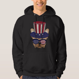 American Flag Patriotic French Bulldog Apparel 4th Hoodie