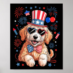 American Flag Patriotic Goldendoodle 4th Of July D Poster
