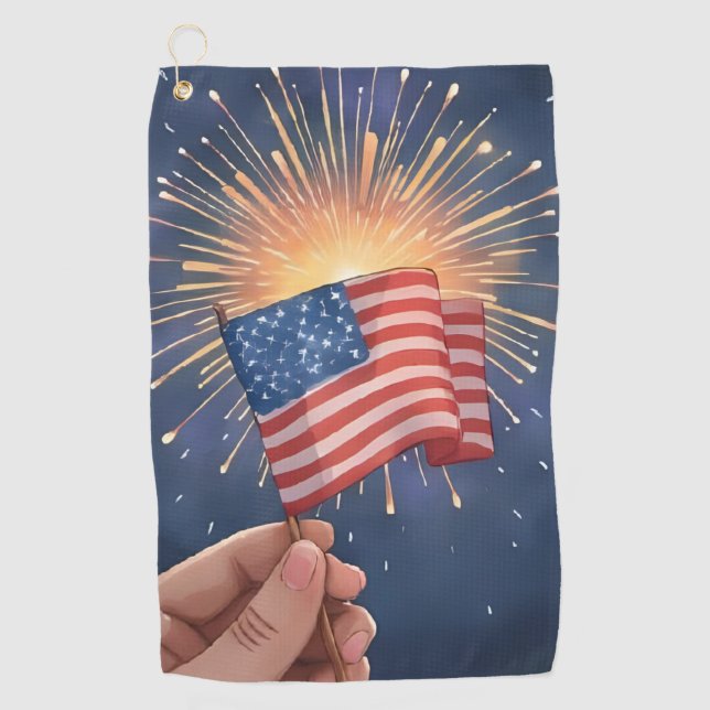 American Flag Patriotic Golf Towel (Front)