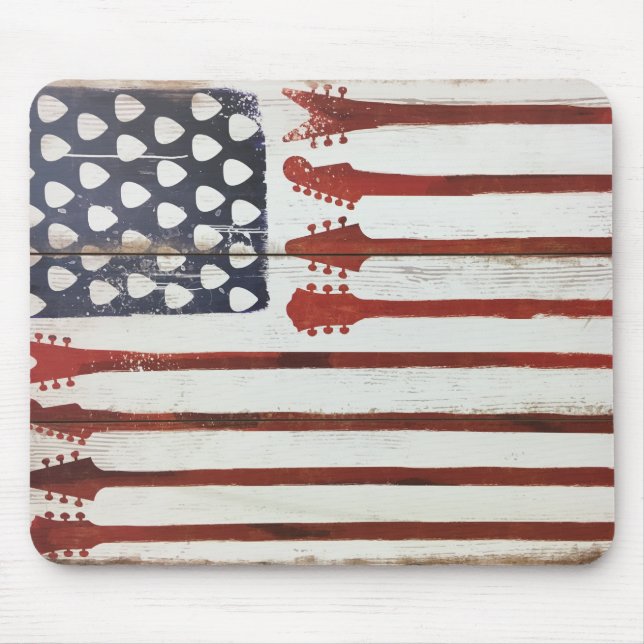 American Flag patriotic Guitar Music theme Mouse Pad (Front)