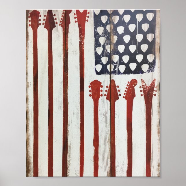 American Flag patriotic Guitar Music theme  Poster (Front)