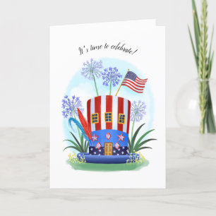 American Flag Patriotic Hat Celebration Card