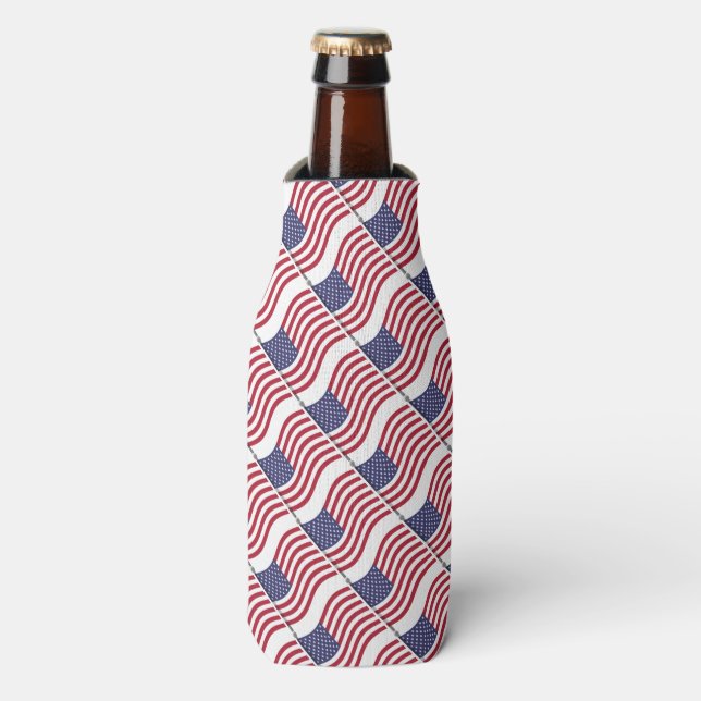 American Flag Patriotic Holliday  Bottle Cooler (Bottle Front)