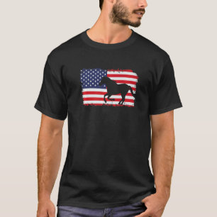 American Flag Patriotic Horse Horseback Riding T-Shirt