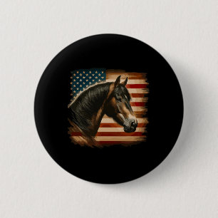 American Flag Patriotic Horse Horseback Riding Wes 6 Cm Round Badge
