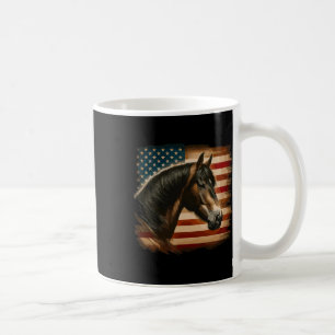 American Flag Patriotic Horse Horseback Riding Wes Coffee Mug