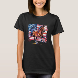 American Flag Patriotic Horse Lovers Veterans Day T-Shirt
