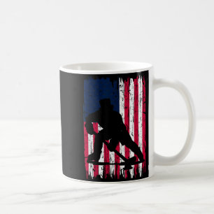 American Flag Patriotic Ice Hockey Player Mens Coffee Mug
