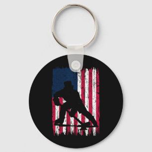 American Flag Patriotic Ice Hockey Player Mens You Key Ring
