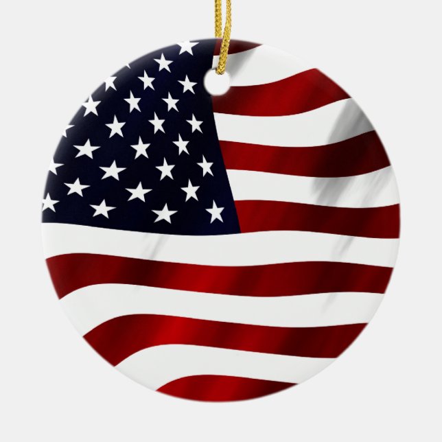 American Flag Patriotic Independence Day Ceramic Ornament (Front)