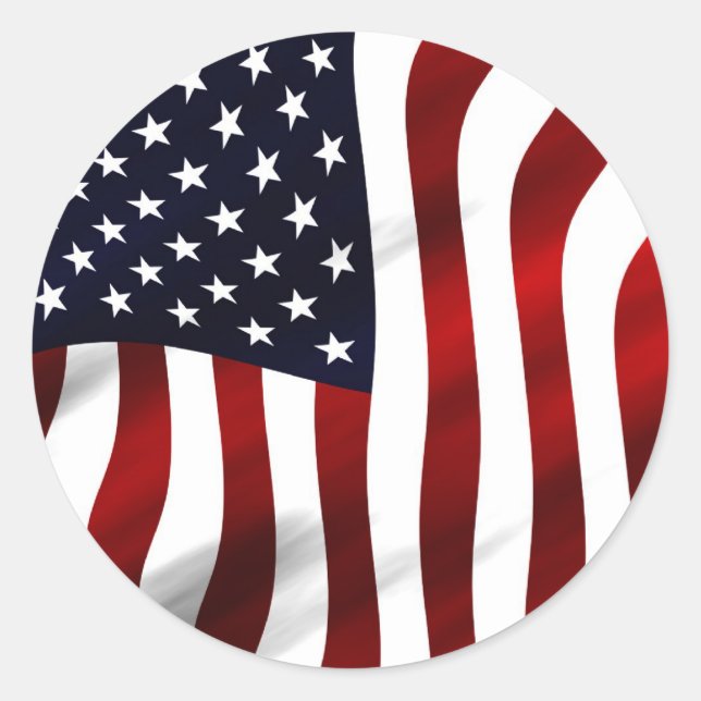 American Flag Patriotic Independence Day Classic Round Sticker (Front)