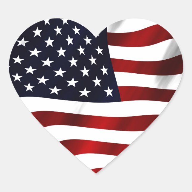 American Flag Patriotic Independence Day Heart Sticker (Front)