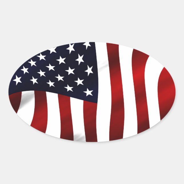 American Flag Patriotic Independence Day Oval Sticker (Front)