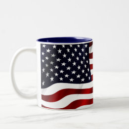 American Flag Patriotic Independence Day Two-Tone Coffee Mug