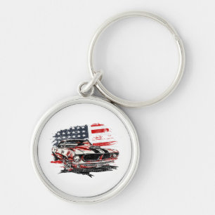 American Flag Patriotic Key Ring