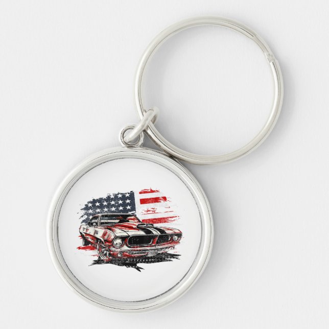 American Flag Patriotic  Key Ring (Front)